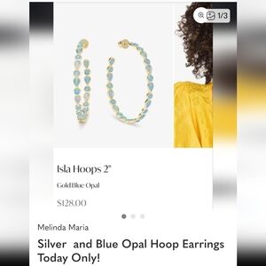 Melinda Maria Gold Hoop Earrings with Blue Opal Accents Silver / Gold Today Only